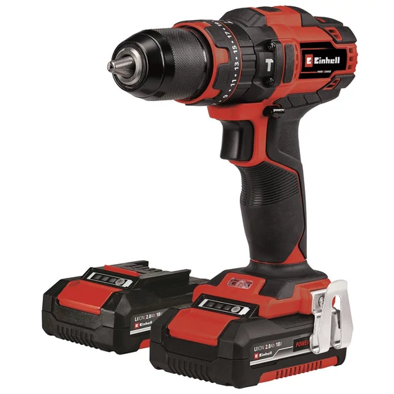 Einhell PXC TE-CD 18/40 Li-i akkus ütvefúró-csavarozó + 64db tartozék, 2x2Ah akkuval és töltővel