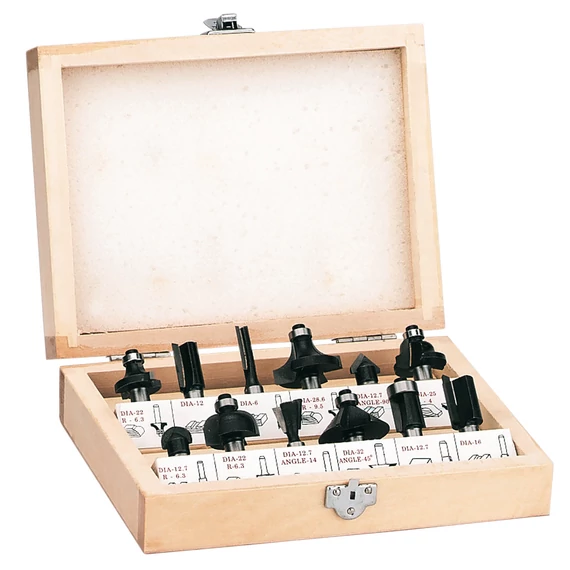 Einhell FS 12 felsőmaró készlet, 12db-os, fa doboz