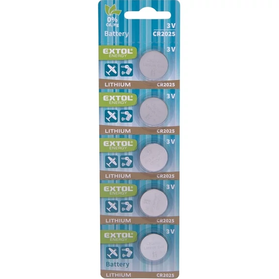 Extol Energy CR2025 gombelem készlet, lítium, 3V, 5db