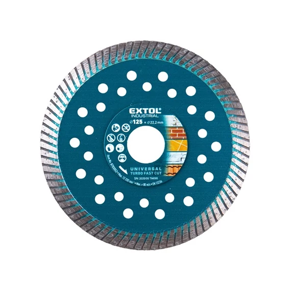 Extol ipari Turbo gyémántvágó korong, 125x22.2mm száraz/vizes vágásra