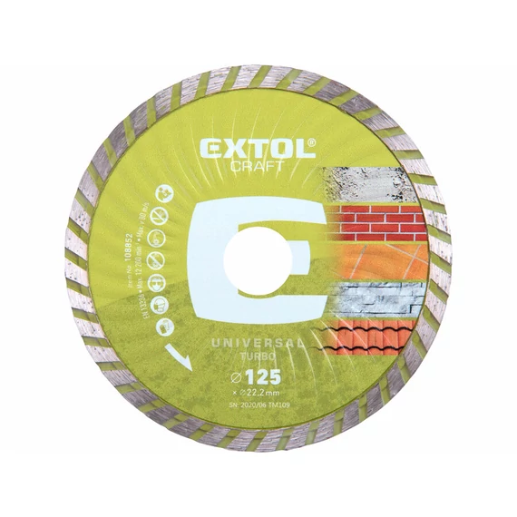 Extol Turbo gyémántvágó korong, száraz/vizes vágáshoz 125x2.4x22.2mm