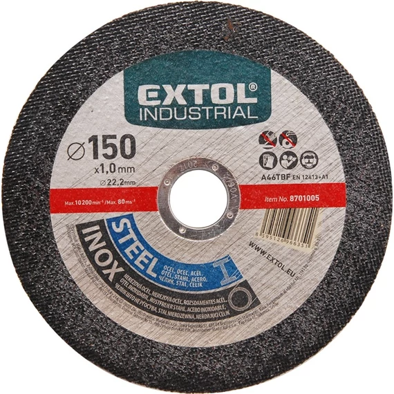 Extol ipari vágókorong, acélra/rozsdamentes acélra 115x1.0x22.2mm