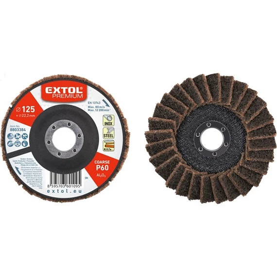 Extol lamellás csiszoló INOX, acél/alu munkadarabok csiszolására, 125×22mm, P320