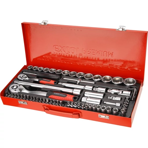 Extol racsnis dugókulcs készlet, 45fog, 1/4"-1/2", 4-32mm, 65 részes