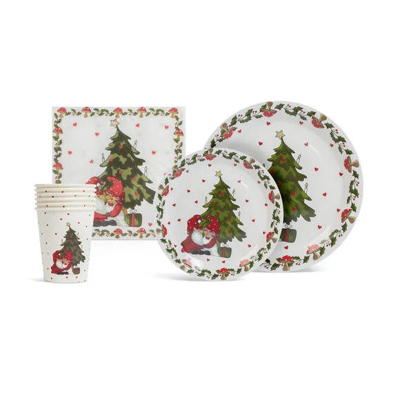 Family Christmas karácsonyi papír teríték szett, karácsonyfa