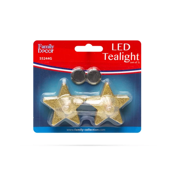 Family Decor LED teamécses, csillag, arany, 2db