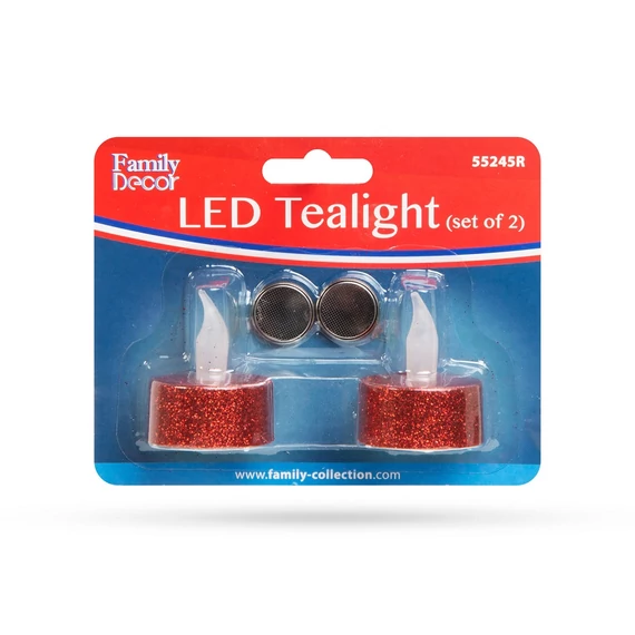 Family Decor LED teamécses, piros, 2db