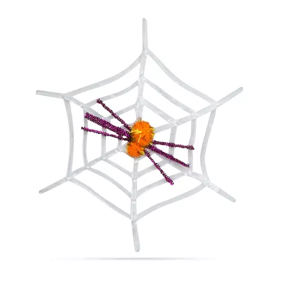 Family Halloween dekoráció, pókháló pókkal