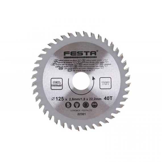 Festa TCT körfűrész tárcsa, vidia lappal 22,2x125mm, 40 fog