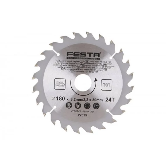 Festa TCT körfűrész tárcsa, vidia lappal 30x180mm, 24 fog