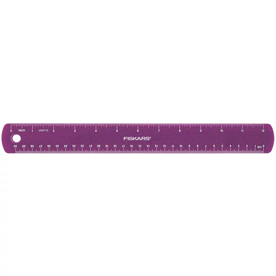 Fiskars gyerekvonalzó lila csillámokkal, 30cm