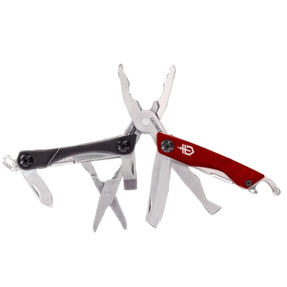 Fiskars Gerber Dime multiszerszám, kulcstartóra rögzíthető, 11cm, bordó
