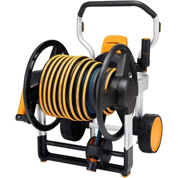 Fiskars manuális tömlőkocsi XL, kerékkel, tartozékokkal, 20m 1/2&quot;-os tömlővel