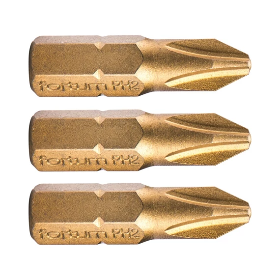 Fortum behajtóhegy PH, S2 acél, Titanium bevonat, 3x25mm, 3db