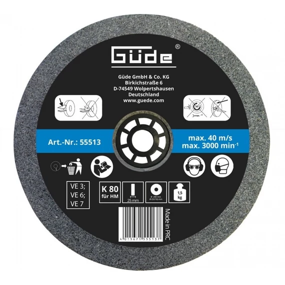 Güde csiszolókorong 200X25X32mm K80