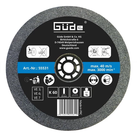 Güde csiszolókorong 175x25x32mm K60