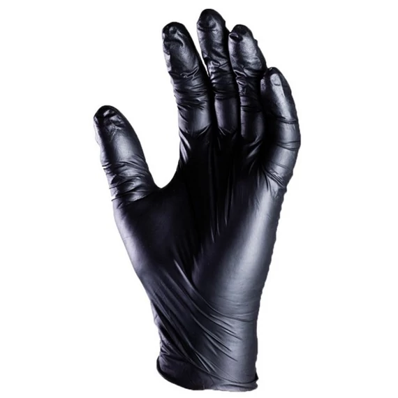 Coverguard egészségügyi nitril kesztyű, púdermentes, vegyszerálló, fekete, L, 100db