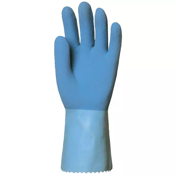 Coverguard vegyszerálló gumikesztyű, csúszásgátlós, kék, 30cm, 10