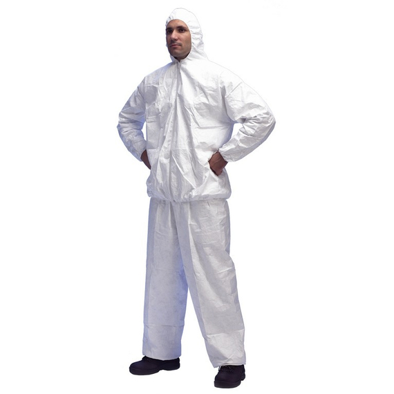 Dupont Tyvek dzseki, kapucnis, antisztatikus, fehér, L
