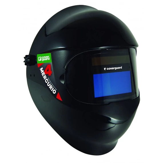 Coverguard Mercurio 4 poliamid hegesztőpajzs, automatikusan beállítható Din 9-13 közötti védőfokozat tartománnyal, fekete, 100x41mm-es látómezővel