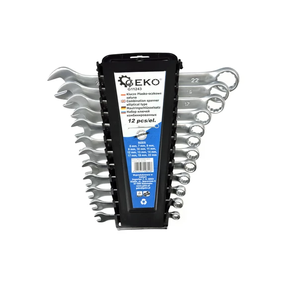 Geko kombinált villáskulcs készlet CrV, 6-22mm, 12db 