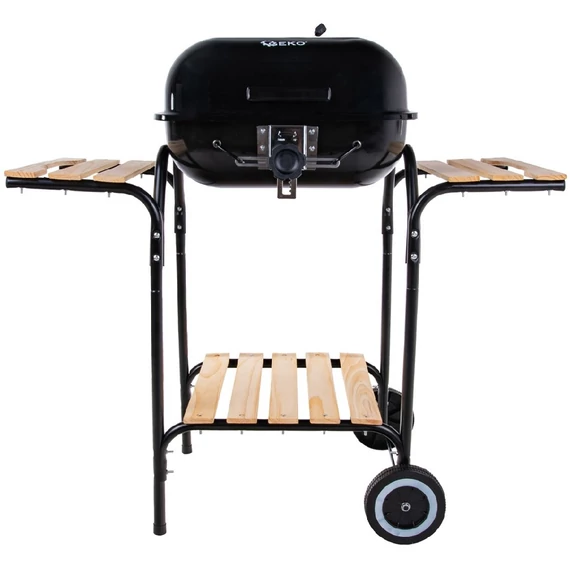 Geko faszenes grill fedéllel és polcokkal, állítható grillrács