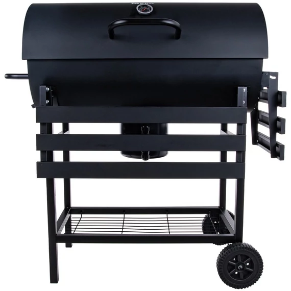 Geko hordó típusú faszenes grill fedéllel, polcokkal, 71x35cm