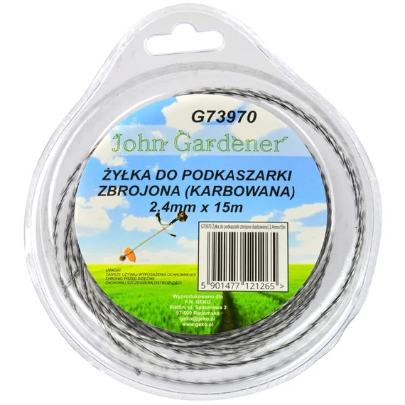 Geko John Gardener fűnyíró damil, megerősített, hullámos, 2.4mm, 15m