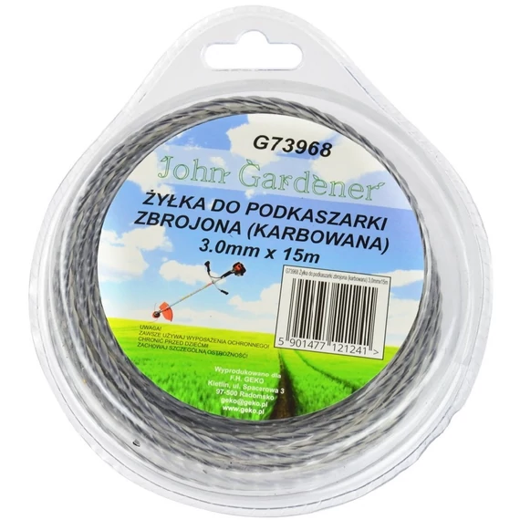 Geko John Gardener fűnyíró damil, megerősített, hullámos, 3mm, 15m