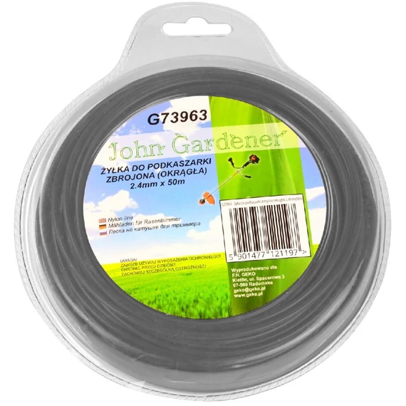 Geko John Gardener fűnyíró damil, megerősített, kerek, 2.4mm, 50m