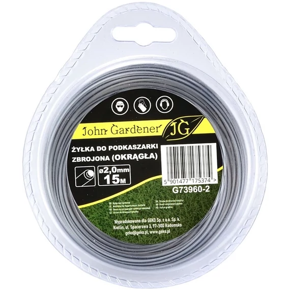 Geko John Gardener fűnyíró damil, megerősített, kerek, 2mm, 15m