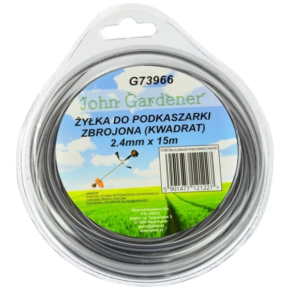 Geko John Gardener fűnyíró damil, megerősített, négyzet, 2.4mm, 15m
