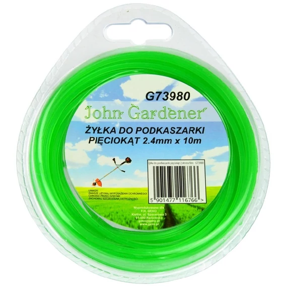 Geko John Gardener fűnyíró damil, ötszögletű, 2.4mm, 10m