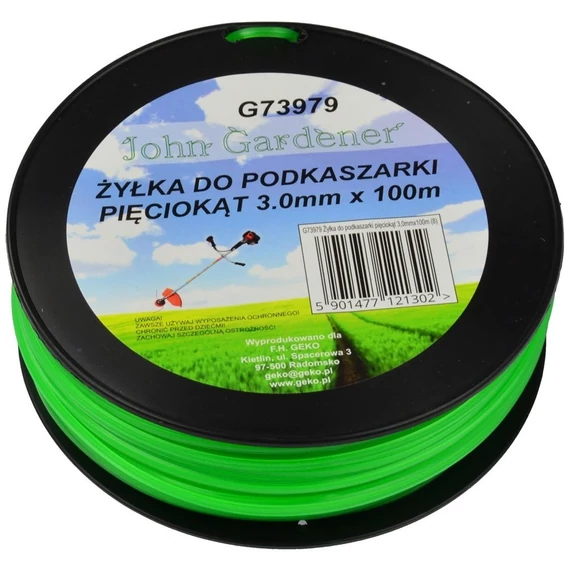 Geko John Gardener fűnyíró damil, ötszögletű, 3mm, 100m