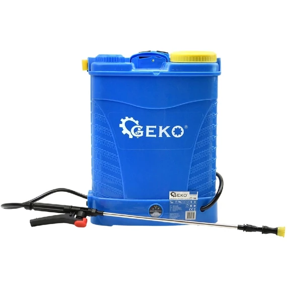 Geko akkus háti permetezőgép, 35W, 12V, 8Ah, 16L, kék