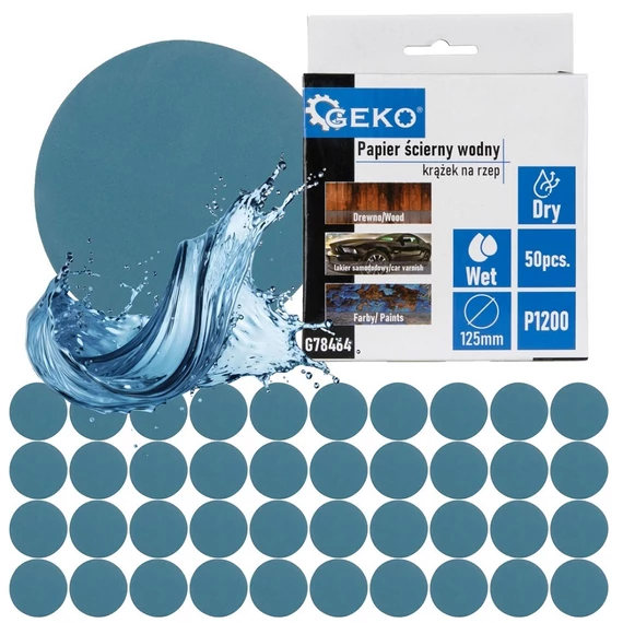Geko vízálló csiszolókorong, 125mm, P1200, 50db