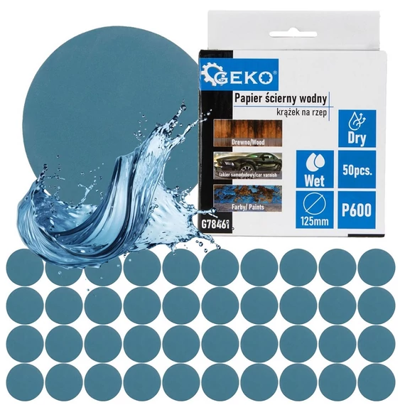 Geko vízálló csiszolókorong, 125mm, P600, 50db