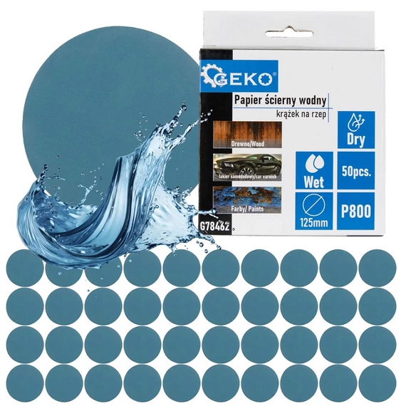 Geko vízálló csiszolókorong, 125mm, P800, 50db
