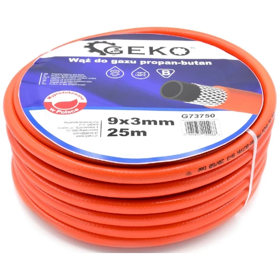 Geko propán-bután gáztömlő, 3x9mm, 25m
