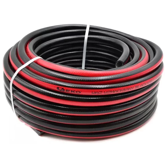 Geko megerősített kerti locsolótömlő, fekete-piros, 1", 30m