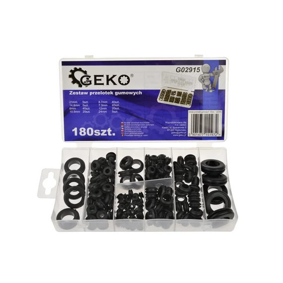 Geko gumigyűrűs készlet, 6-24mm, 180db-os