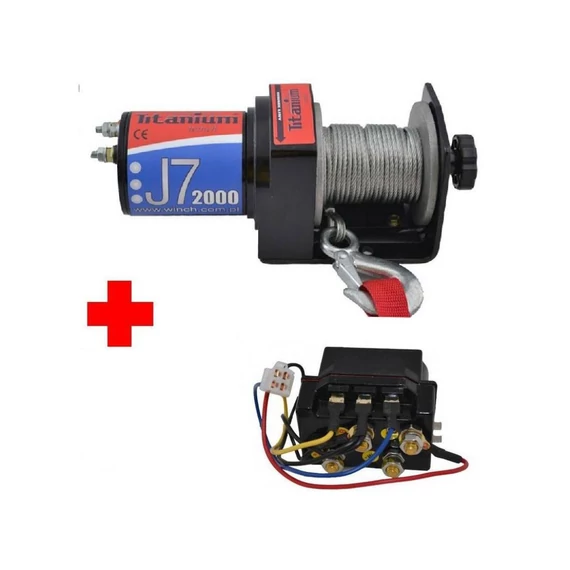 Elektromos csörlő quadhoz 900kg 12V-os (kompletten, kormánykapcsolós)