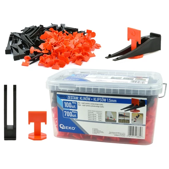 Geko csempeszintező készlet 100ék+500kapocs, 1.5mm