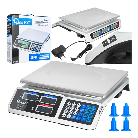 Geko elektronikus mérleg LCD kijelzővel, 40kg