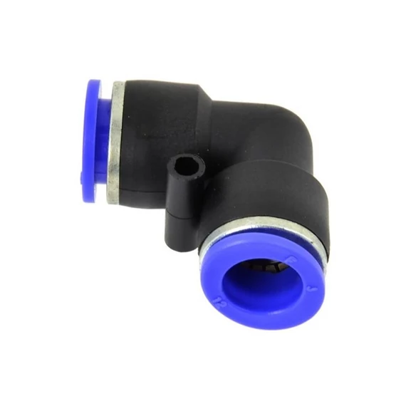 Geko levegős csatlakozó műanyag csőhöz, PU/PE, L, 90°, 6mm