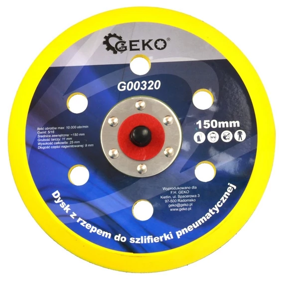 Geko tépőzáras csiszolótárcsa, pneumatikus csiszolóhoz, 150mm