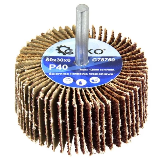 Lapkás csiszolókorong fúrógépbe fogható szárral 60x30mm (P40)