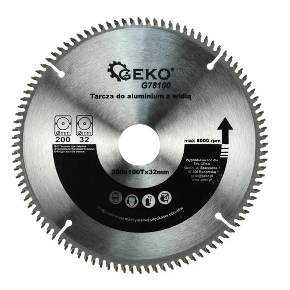 Geko vágókorong alumíniumhoz, 100T, 200x32mm