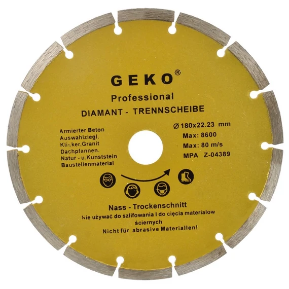 Geko gyémánt vágótárcsa, szegmentált, 180x8x22mm