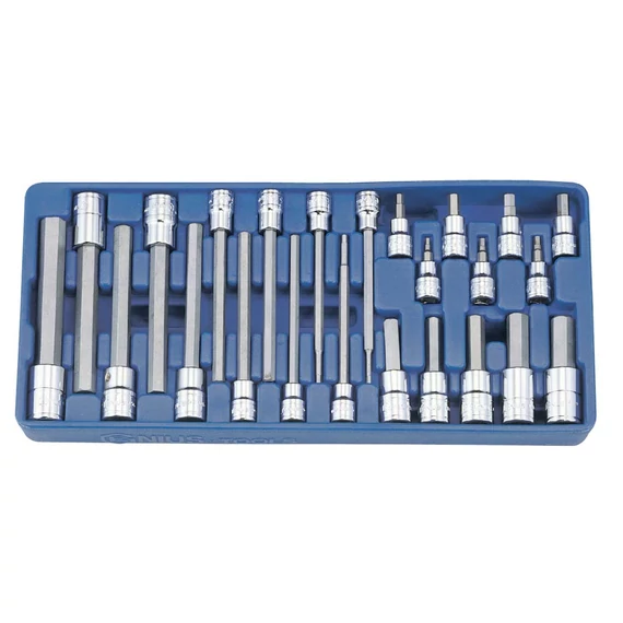 Genius Tools imbusz bit készlet crowa foglalatban, colos 3/8" és 1/2", 24 darabos